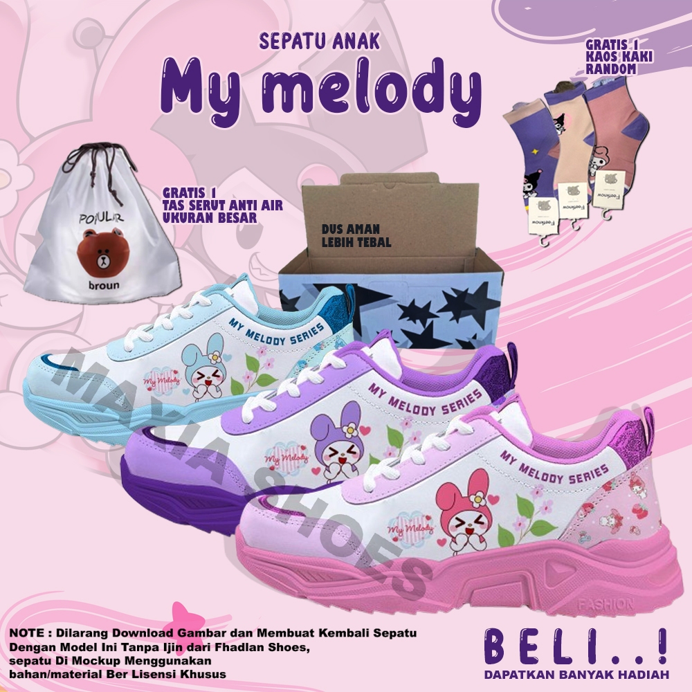My melody Picture Of Light And สบาย รองเท้าเด็ก - sanrio My melody Girls School Shoes