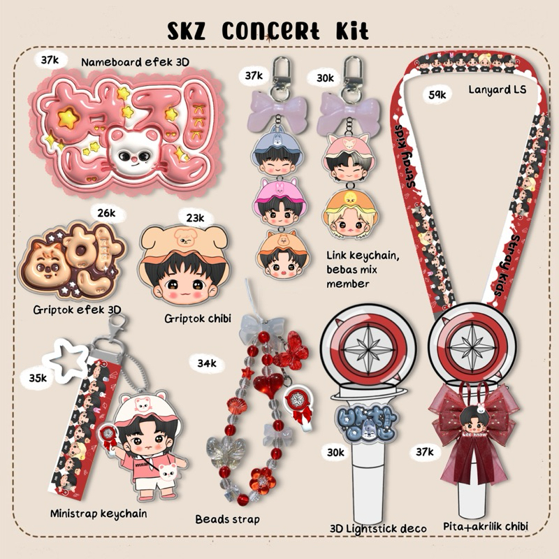 Straykids fankit (พวงกุญแจ skz, กริปต็อก straykids, nameboard straykids)