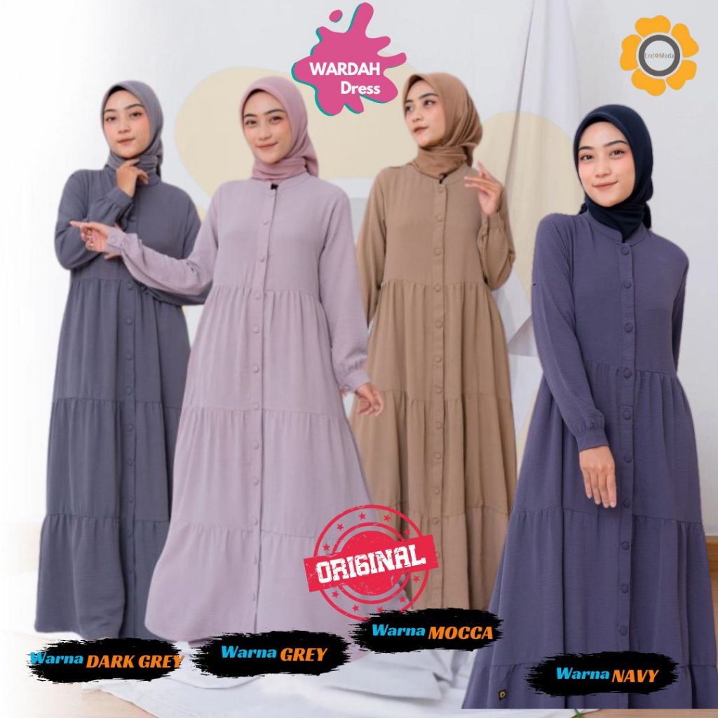 ชุดเดรสผู้หญิง ENDOMODA Gamis ผู้ใหญ่มุสลิม En. WARDAH WARDAH