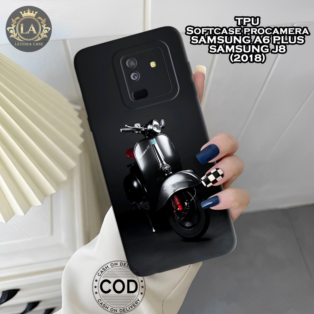 เคส HP Samsung A6 Plus / J8 (2018) - เคส Leviora - เคสแฟชั่น Vespa - Samsung A6 Plus/J8 Softcase - เ