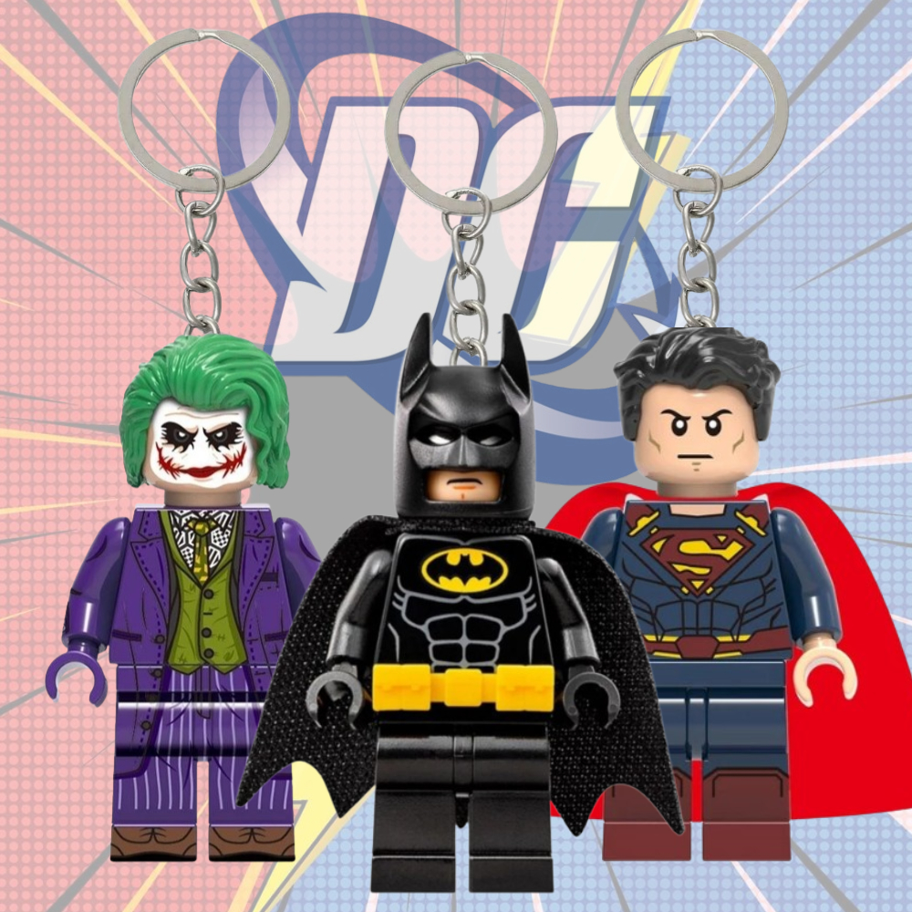 พวงกุญแจ GUNGAN DC COMICS | ชุดพวงกุญแจ DC COMICS Minifigure | ของที่ระลึกและของขวัญแบทแมนซูเปอร์แมน