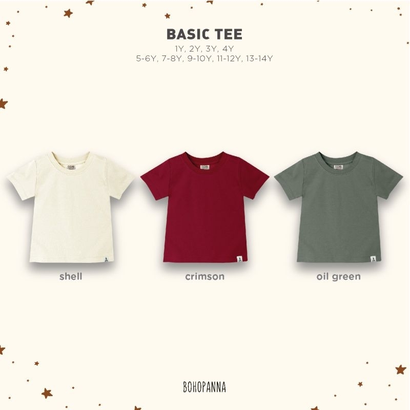 Katun Basic TEE BOHOPNA B91 / B76 / B52 / (SLIM FIT) / เสื้อยืดเด็ก Unisex / เสื้อยืดเด็กผ้าฝ้ายธรรม