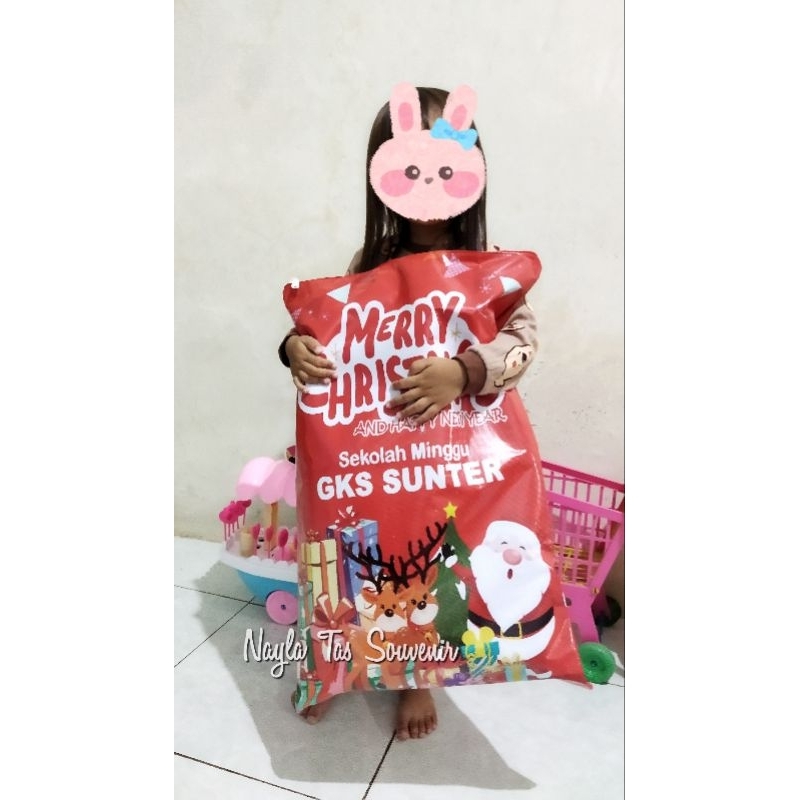 กระเป๋ายักษ์ SNACK JUMBO CHRISTMAS THEME UK. 40x60ซม.