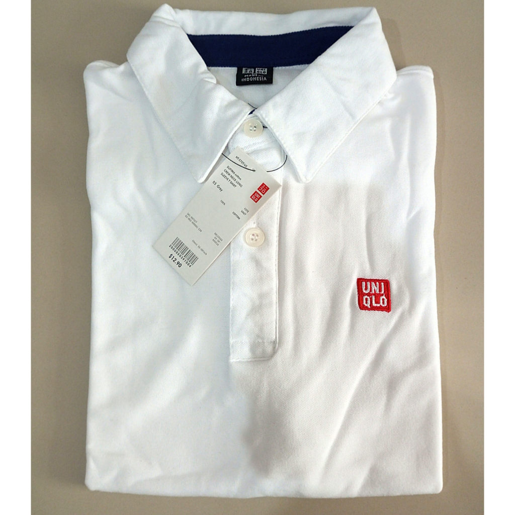 UNQ เสื้อโปโลสีขาว เสื้อโปโลพื้นฐาน เสื้อเชิ้ตคอปกผู้ชายระดับพรีเมียม