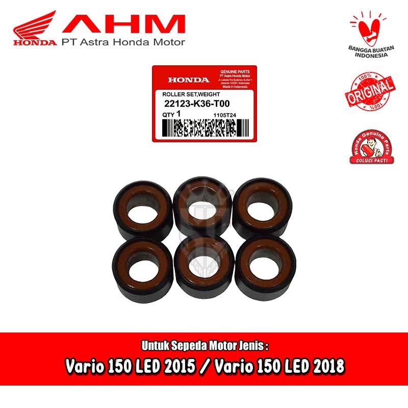 ชุดลูกกลิ้ง Ruller 15 กรัม Honda Vario 125 150 LED เก่าใหม่ AHM 22123-K36-T00