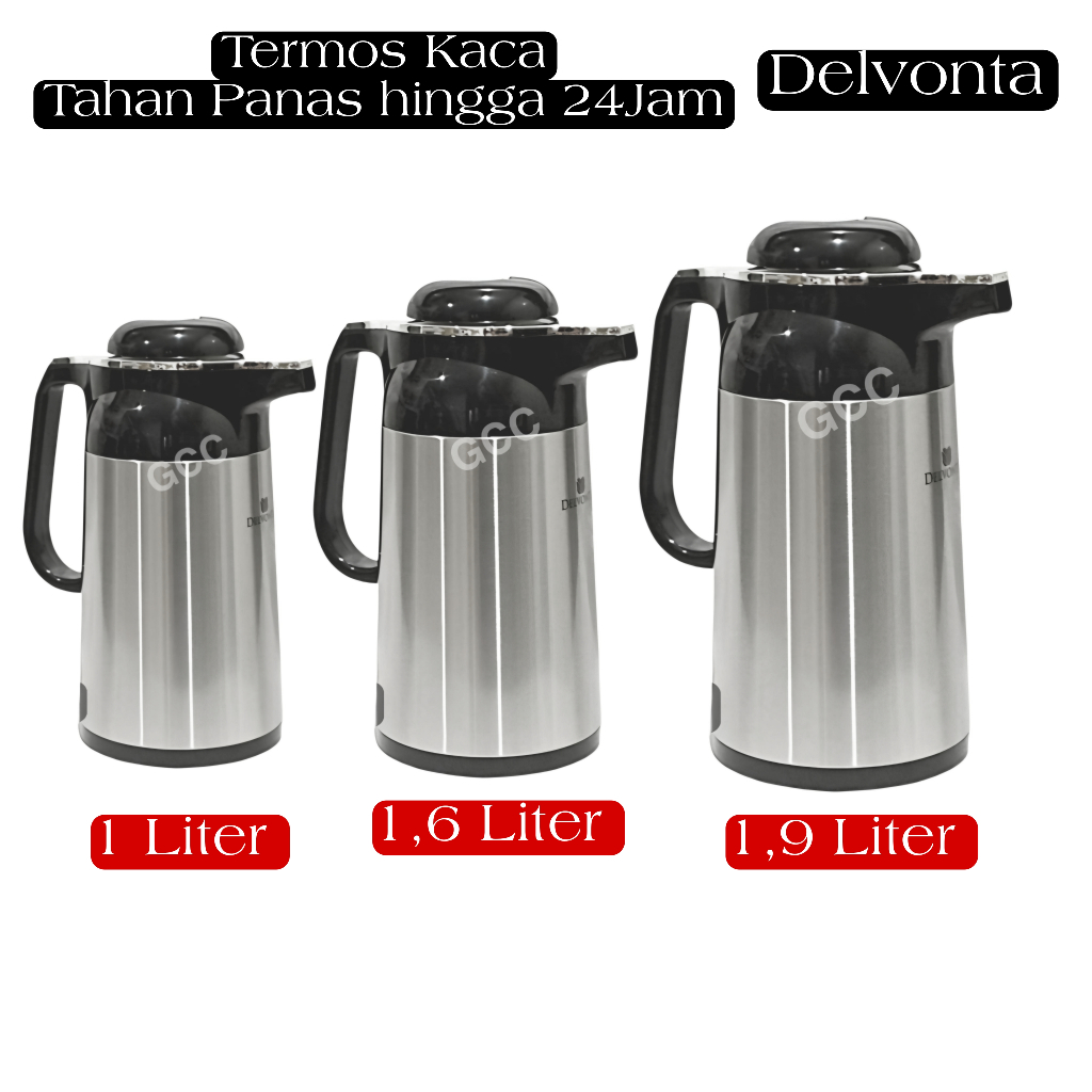TERMOS Delvonta Classic Glass Tube เหยือกน้ําร้อน 24 ชั่วโมง 1L / 1.6L / 1.9L