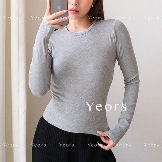 Yeors - Eva Top - Basic Long Sleeve Rib Knit Top - Atasan Wanita Bahan Rib Tebal Premium - Premium Ribbed Knit Top - Basic Long Sleeve Top - Fitted Top - Press Badan - Baju Kaos Knit - Korean Top - Kaos Wanita Lengan Panjang