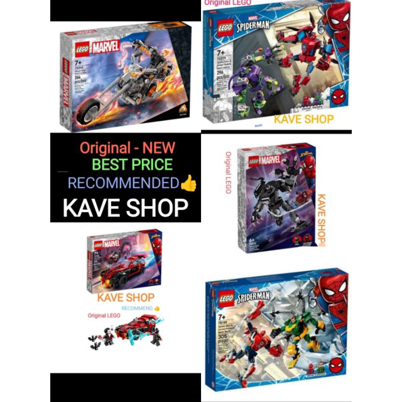 อิฐ 76219 Spiderman-Spider man vs Goblin - 76198 Spiderman vs Doctor Octopus - 76276 Venom vs Miles 