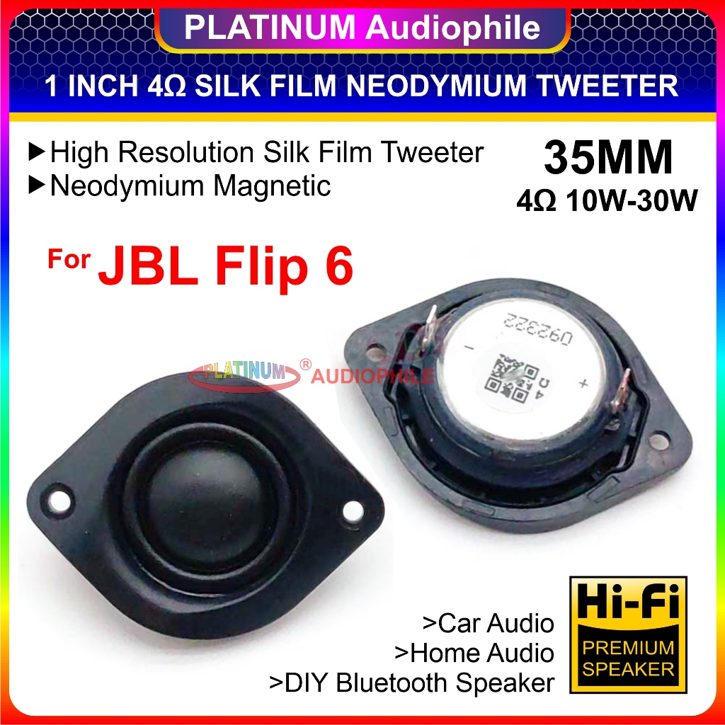 ทวีตเตอร์ 35 มม. 4 โอห์มสําหรับ JBL Flip 6 รุ่นผ้าไหม Neodymium ฟิล์ม Toler ลําโพง F6