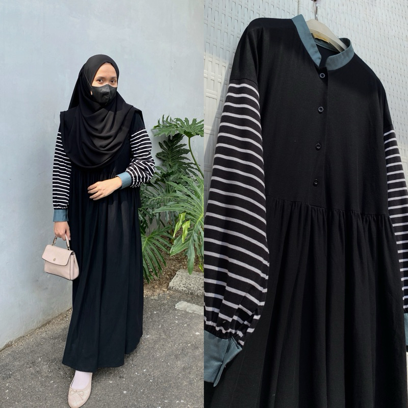 ทุกวัน - Naomi Dress Abaya เสื้อยืดผู้หญิง Gamis สีดํา