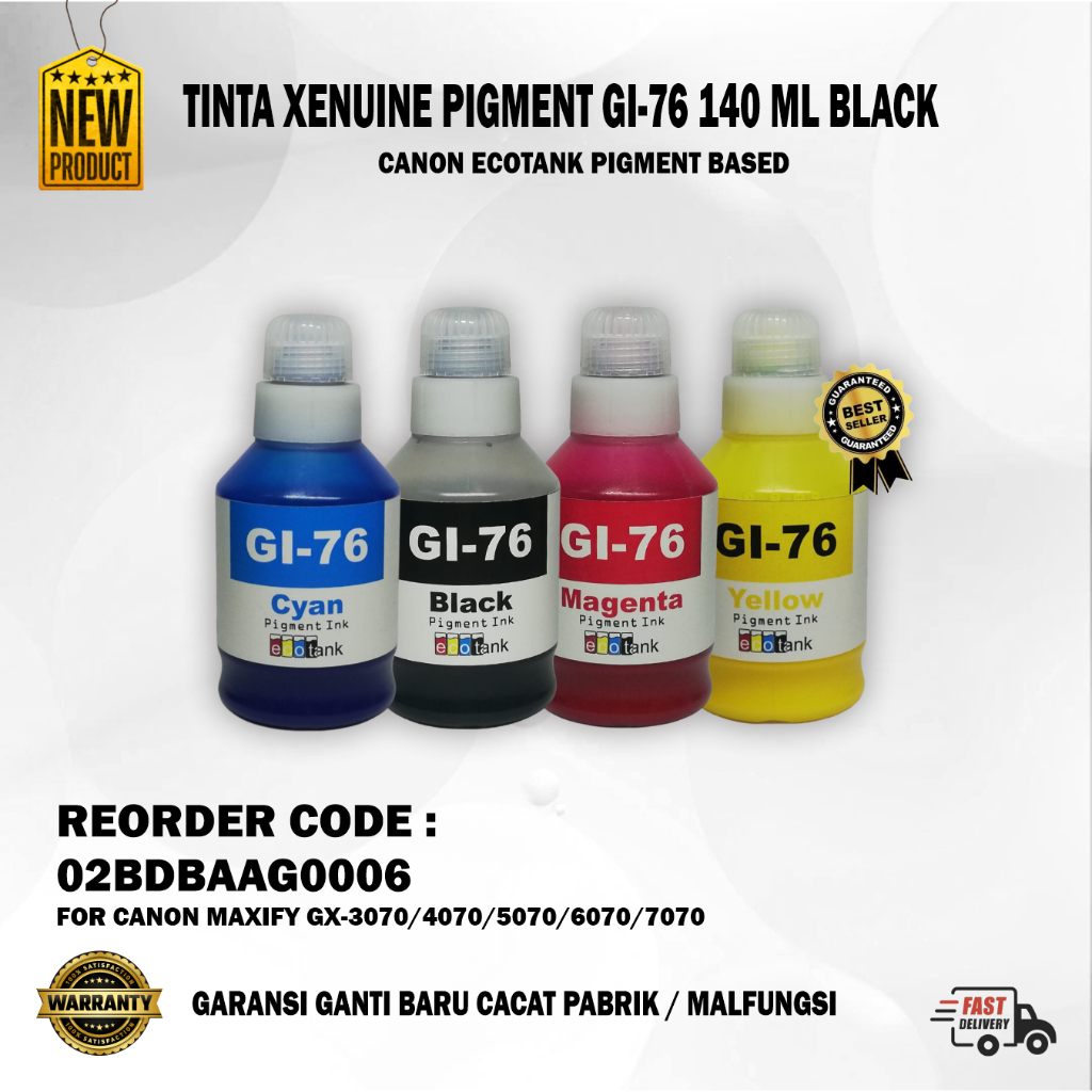 XENUINE PIGMENT HD INK สําหรับ CANON MAXIFY GX 6070 7070 ECOTANK 140 ML