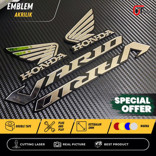 JTS PAKET SPESIAL EMBLEM HONDA VARIO DAN EMBLEM HONDA WINGS TIMBUL 3D 1 PAKET ISI 4PCS SPECIAL PACKAGE EMBLEM TIMBUL HONDA SAYAP HONDA VARIO EMBLEM TIMBUL AKRILIK ASESORIS MOTOR
