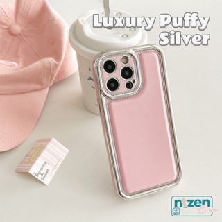Ntzen Case Luxury Puffy Silver Compatible for iPhone 11 12 13 14 15 Pro Max Plus 16