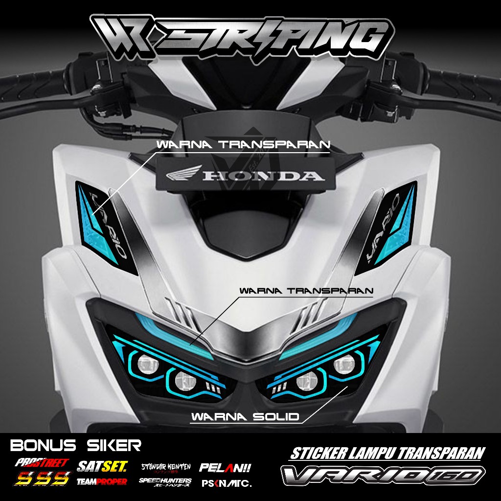 Vario 160 ใหม่สติกเกอร์ไฟหน้ารถจักรยานยนต์ - Vario ไฟหน้าสติกเกอร์คิ้วด้านหน้า Bonus Anti-Scratch Speedometer WR 01