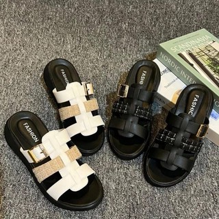 Sandal Wanita Wedges Slop Rajut Terbaru Sandal Wedges Wanita Korean Style Empuk 2024 Sandal Platform Wanita Hak 3Cm