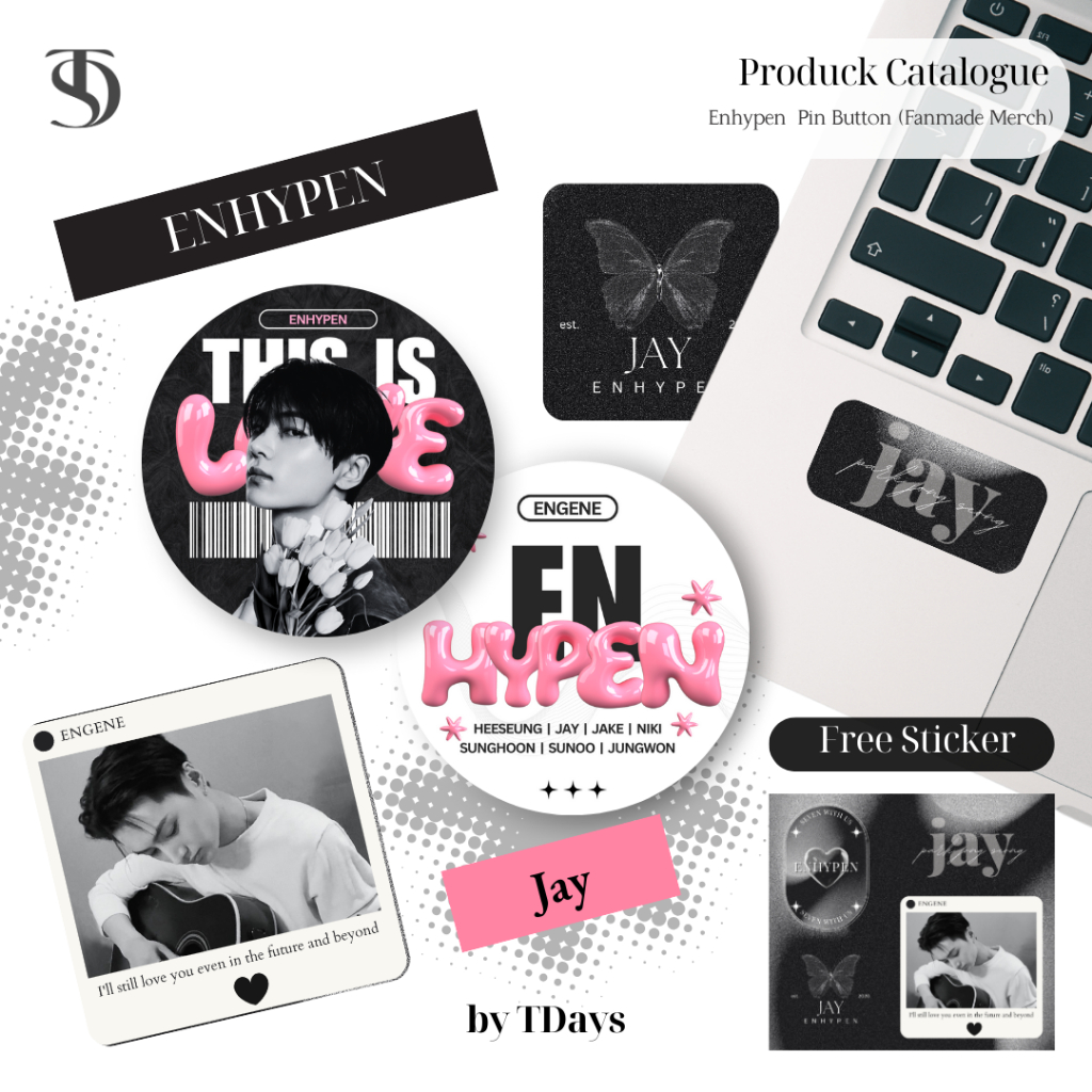 Enhypen BUTTON Pin - 44 MM Pin เข็มกลัด - อุปกรณ์เสริมกระเป๋าความงาม