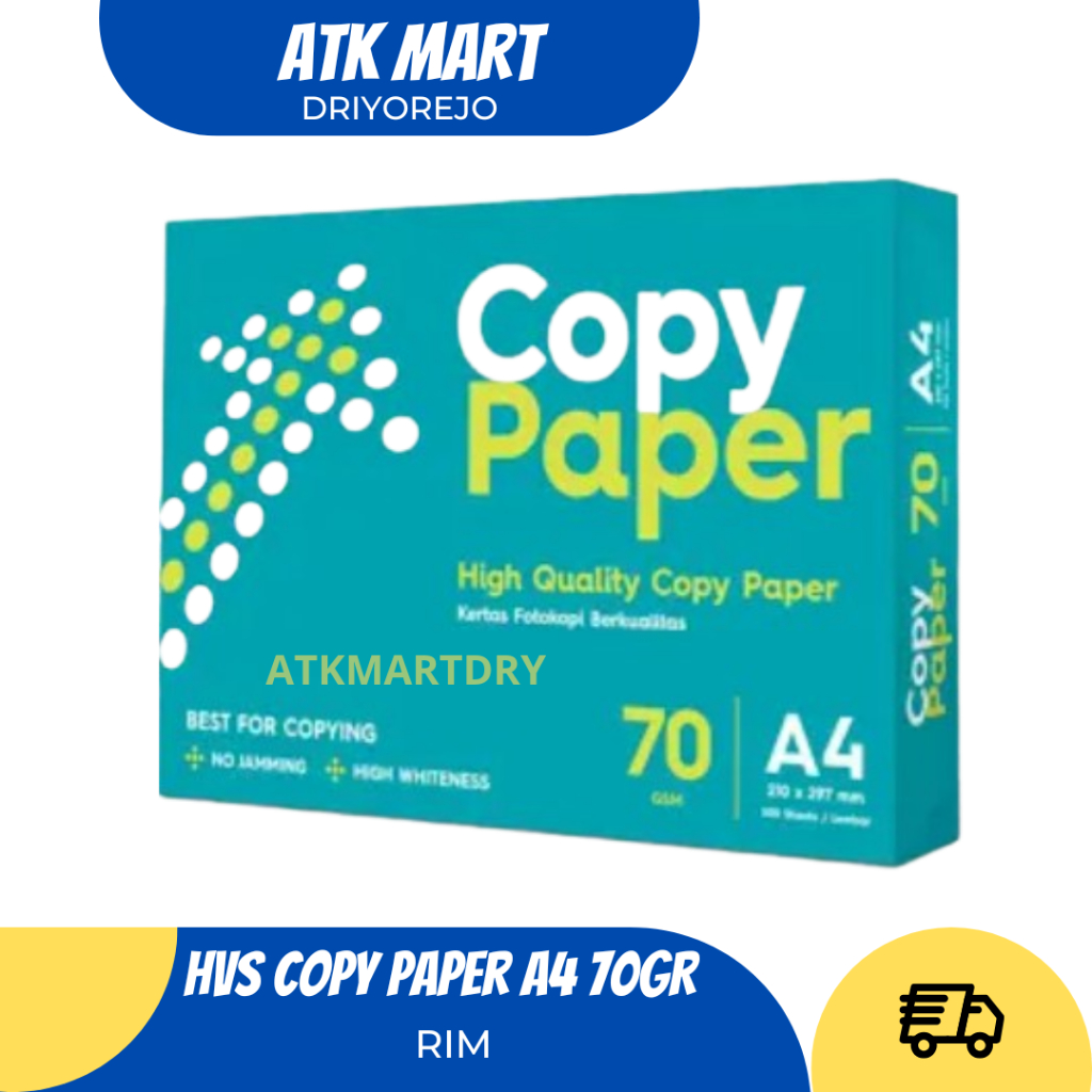 A4 HVS PAPER COPY PAPER 70 GRAM WHITE 1 PACK 500 แผ่น COPIER