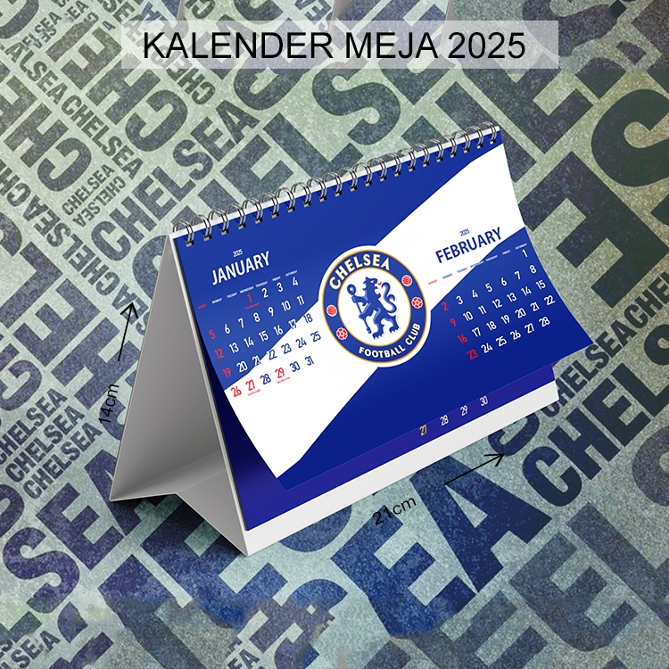 ปฏิทินครบ 2025 ปฏิทินตั้งโต๊ะขนาดเล็ก สโมสรฟุตบอลเชลซี แม่ลาย 14