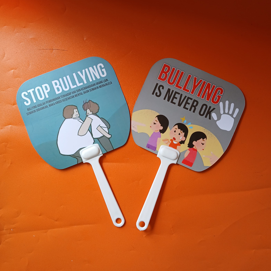 Bullying Stop Fan - Bullying Is Never Ok - School Educational Fan แพ็ค 10 ชิ้น - สื่อส่งเสริมการขาย