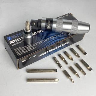 Obeng ketok set 13pcs Obeng Set Putar set S2 Drill bit bahan non-karat Impact screwdriver set Box besi Obeng Ketok