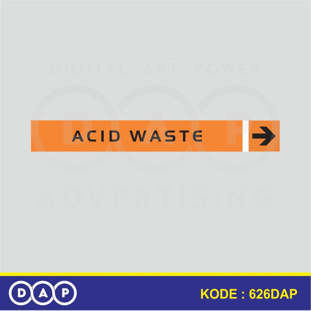 626 - INDUSTRAL PIPE LABEL STICKER - ACID WESTE - 40 X 3 CM - VYNIL - BEST