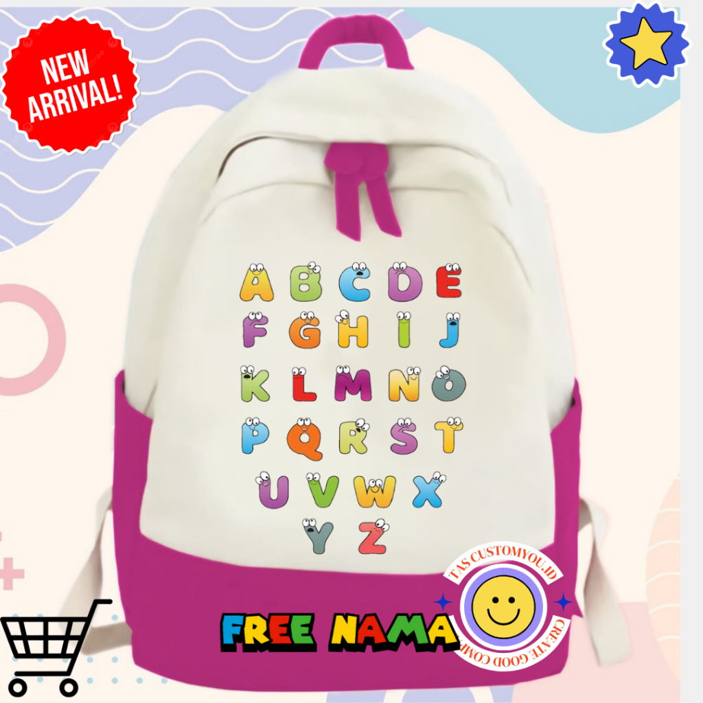 LORE ALPHABET PICTURE CHILDRENS BACKPACK ฟรีชื่อ