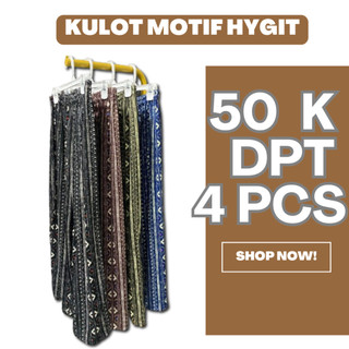 (PAKET ISI 4 PCs) Kulot Motif Etnik Celana Santai Celana Panjang Wanita Celana Tidur Celana Hommy