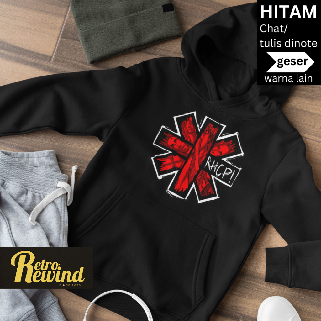 เสื้อกันหนาวมีฮู้ดเด็ก อายุ 4-15 ปี BAND RHCP LOGO ขนาด XS-XL Premium