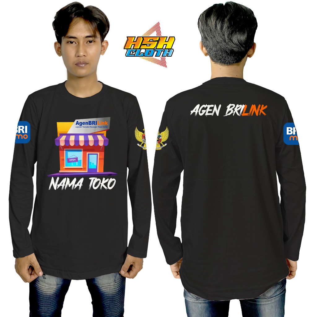 ใหม่ Brilink Agent เสื้อยืดแขนยาวรุ่นใหม่ฟรีบริษัท Store NAME Cotton Combed 30s NC DTF หน้าจอการพิมพ