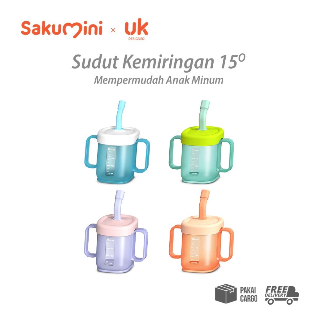 Sakumini Curve Straw Cup Training Childrens Straw Drinking Cup - READY MANADO