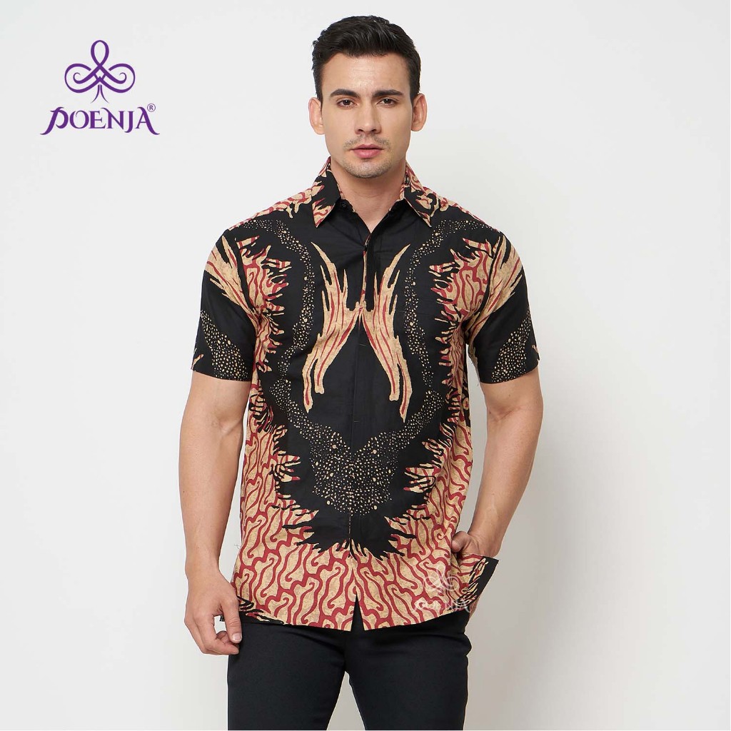 KEMEJA Poenja เสื้อเชิ้ตแขนสั้นผู้ชาย / ผ้าบาติก Solo Seradi / KP02-M12