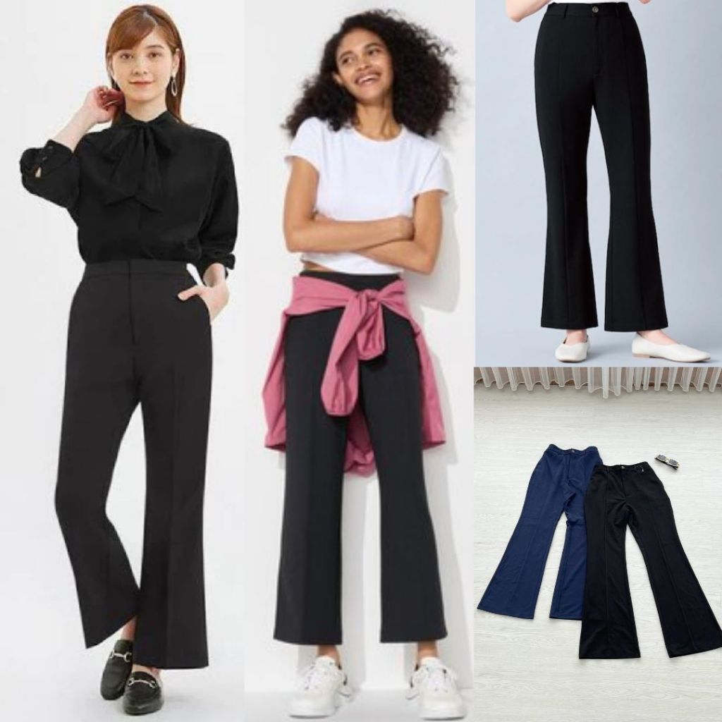 Gu UNQ Tailored Flare Pants - กางเกงเอวสูง / กางเกงวัสดุ / กางเกงทํางานผู้หญิงแบรนด์