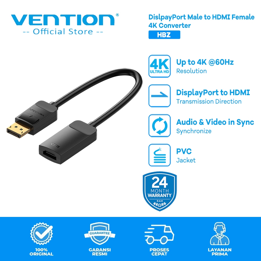 Vention Display Port to HDMI Adapter DP to HDMI Converter 1080p 4K