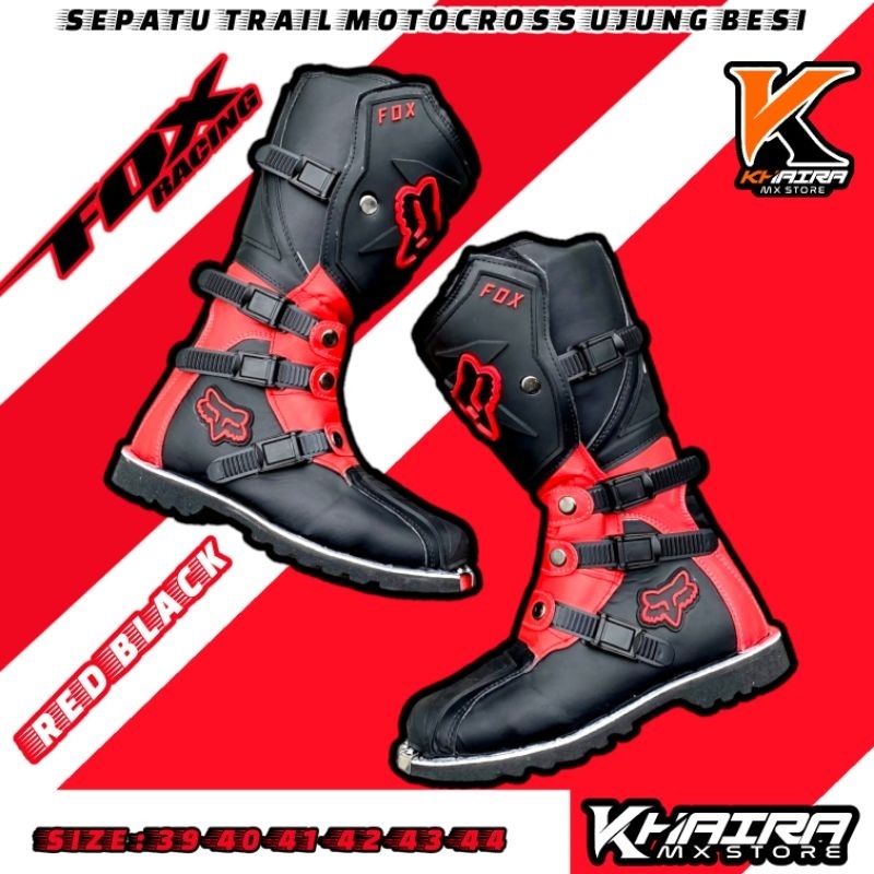 รองเท้าเทรลหัวเหล็ก/รองเท้านิรภัย trabass adventure racing Enduro สีแดงสีดํา