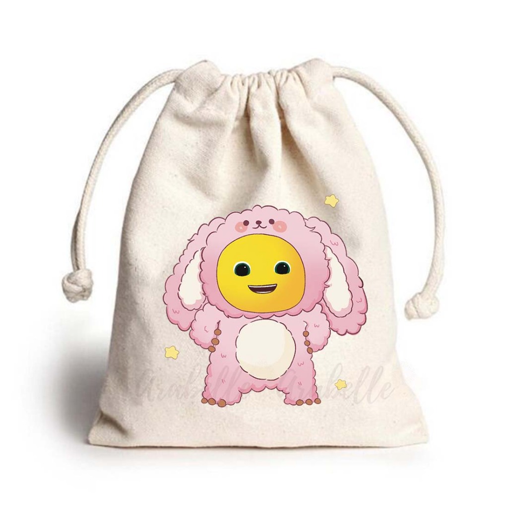 น่ารัก Dino Yellow/Dino Nailong Character Drawstring Blacu Pouch