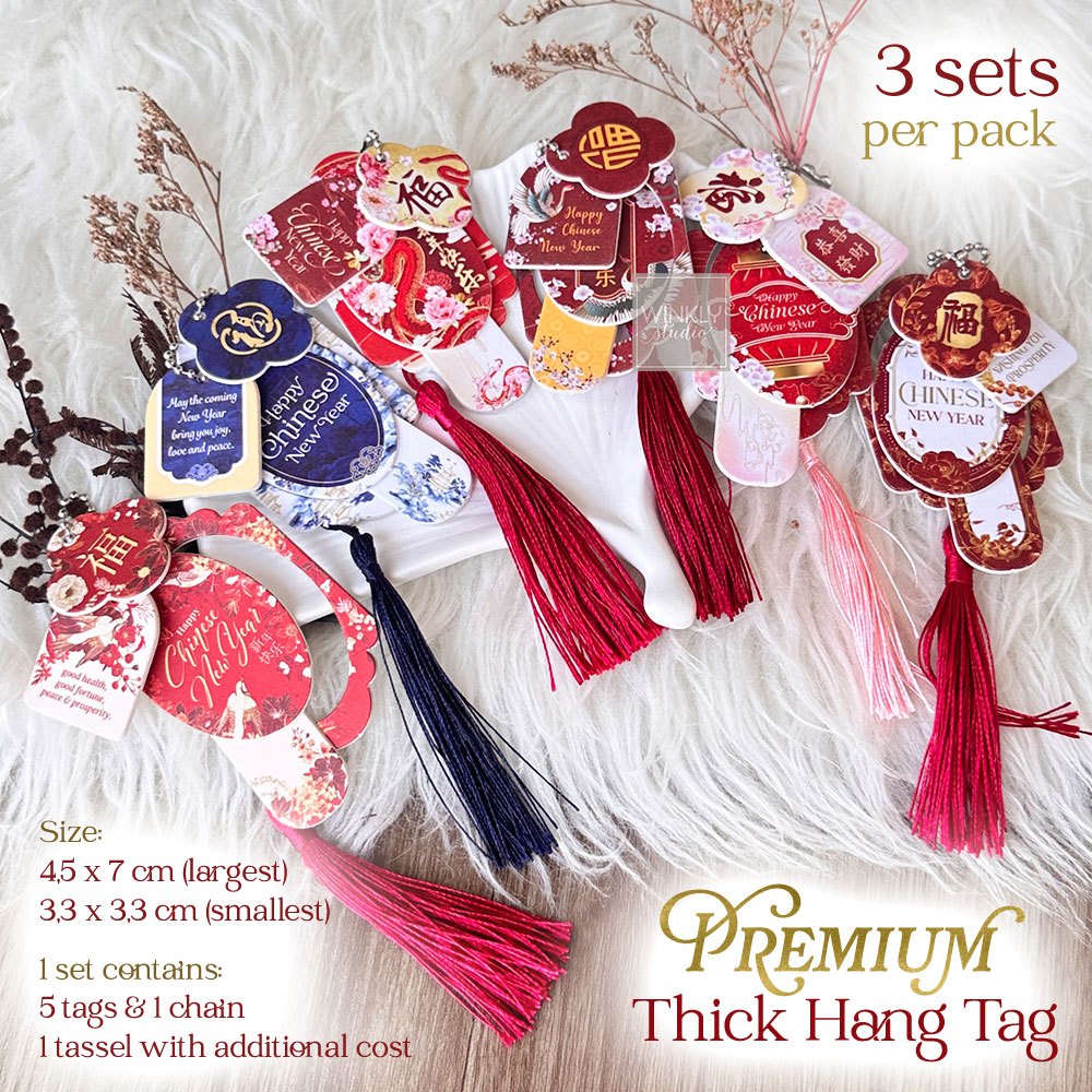 3 ชุด/แพ็ค PREMIUM ป้ายแขวนตรุษจีนหนา / แท็กหนา Hamper ตรุษจีน / 5in1 CNY Hangtag Sincia การ์ดอวยพร