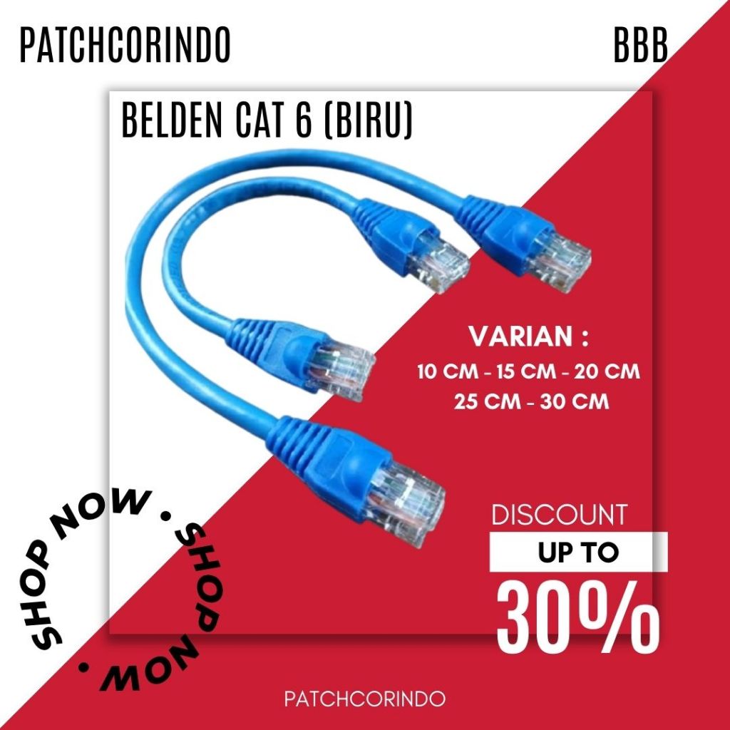 PATCHCORINDO BELDEN SERVER LAN CABLE BLUE CAT 6 GIGABYTE - BELDEN 7814A เร็วขึ้น SECTION