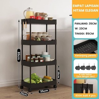 COD Rak Serbaguna Dengan Supercook Roda Rak Kamar Mandi Square Rak Persegi Dapur Plastik 4 Susun