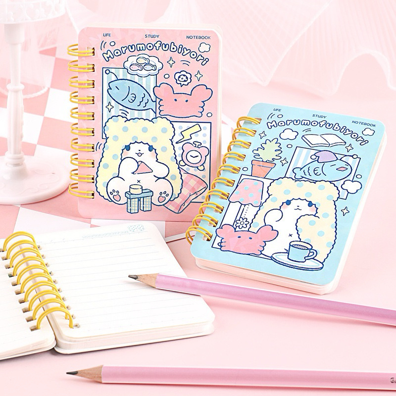 Marumofubiyori Notebook A7 Cute Design Pink Blue Notebook t046