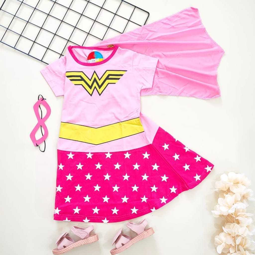 WONDER WOMAN PINK DRESS WITH MASK ฟรี