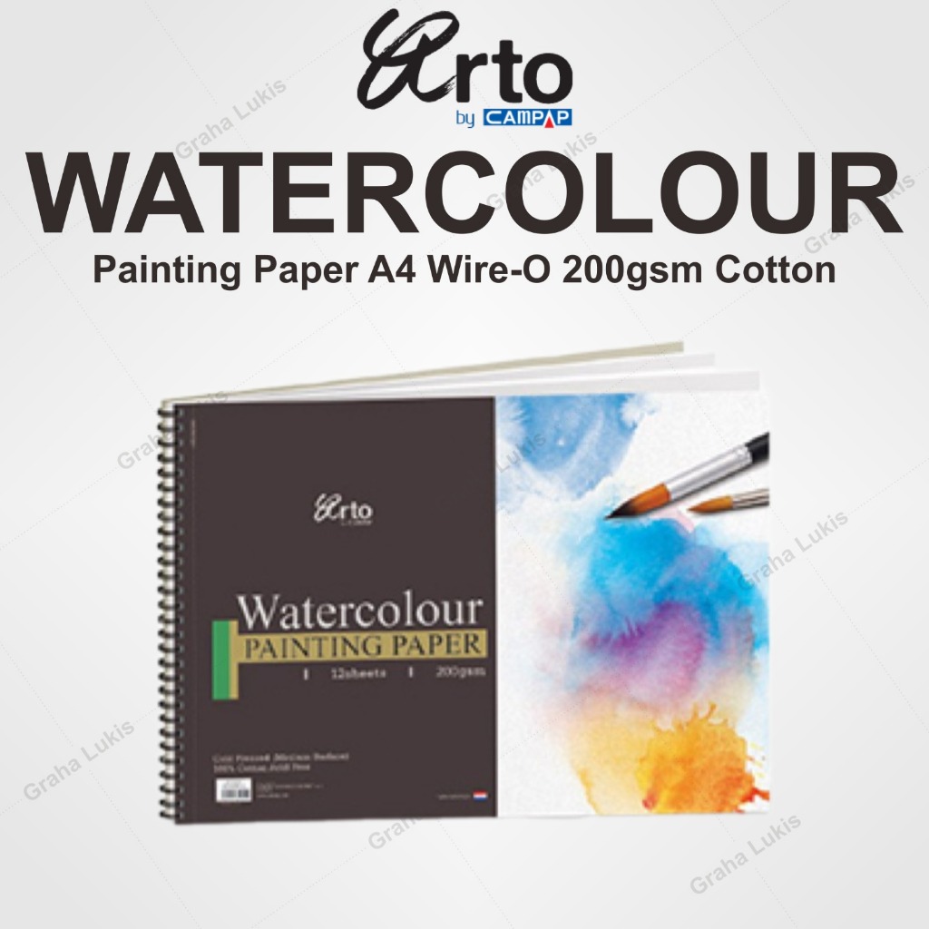 กระดาษสีน้ํา Arto A4 Wire O - 200gsm - ผ้าฝ้าย
