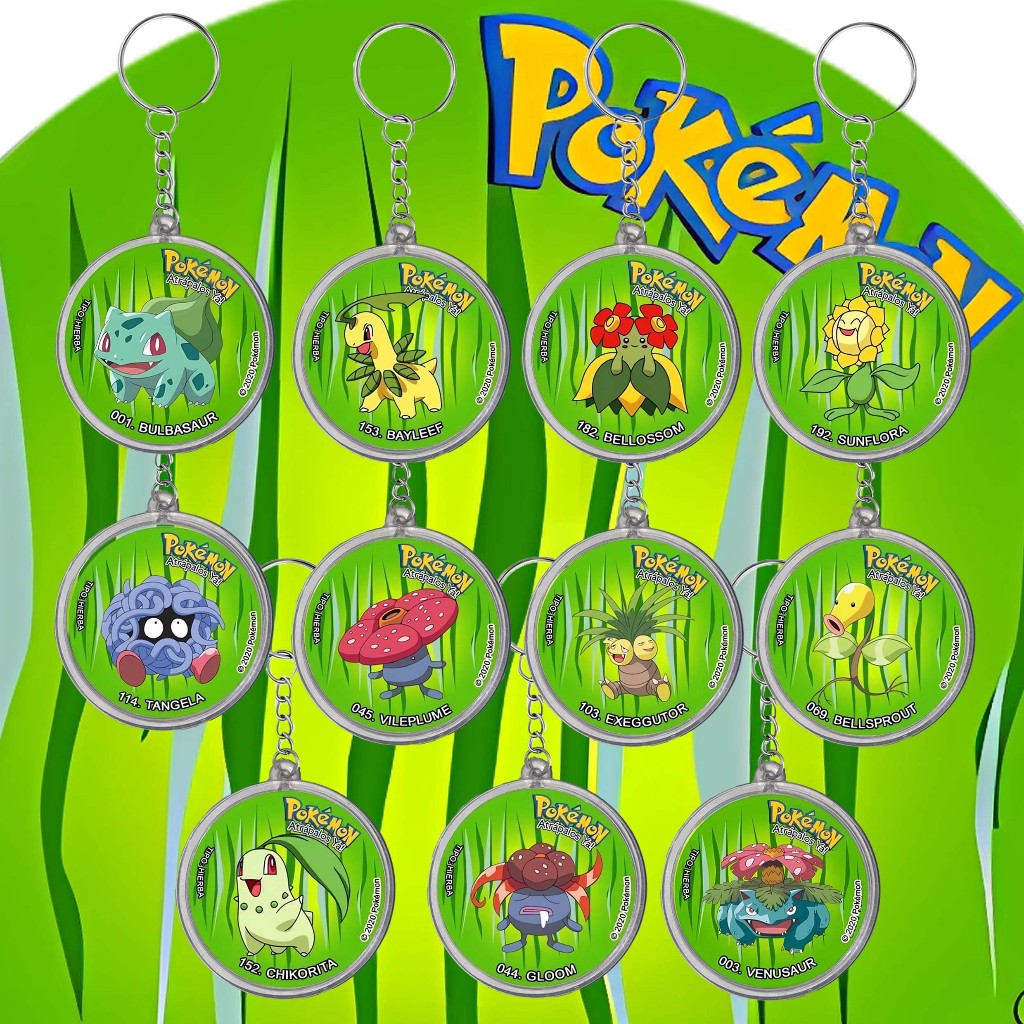 Gantungan Pokemon TAZOS อะคริลิค KEYCHAIN ชนิดหญ้า