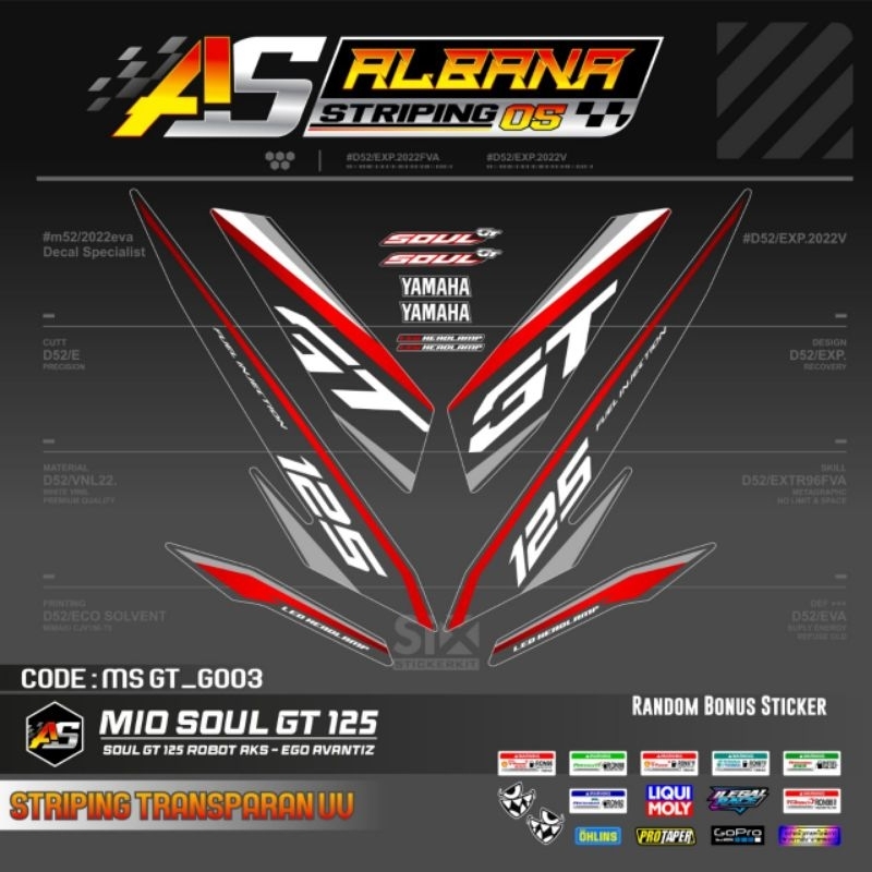 YAMAHA MIO SOUL GT 125 TRANSPARENT/YAMAHA MIO SOUL GT 125 สติ๊กเกอร์ MOTIF 6