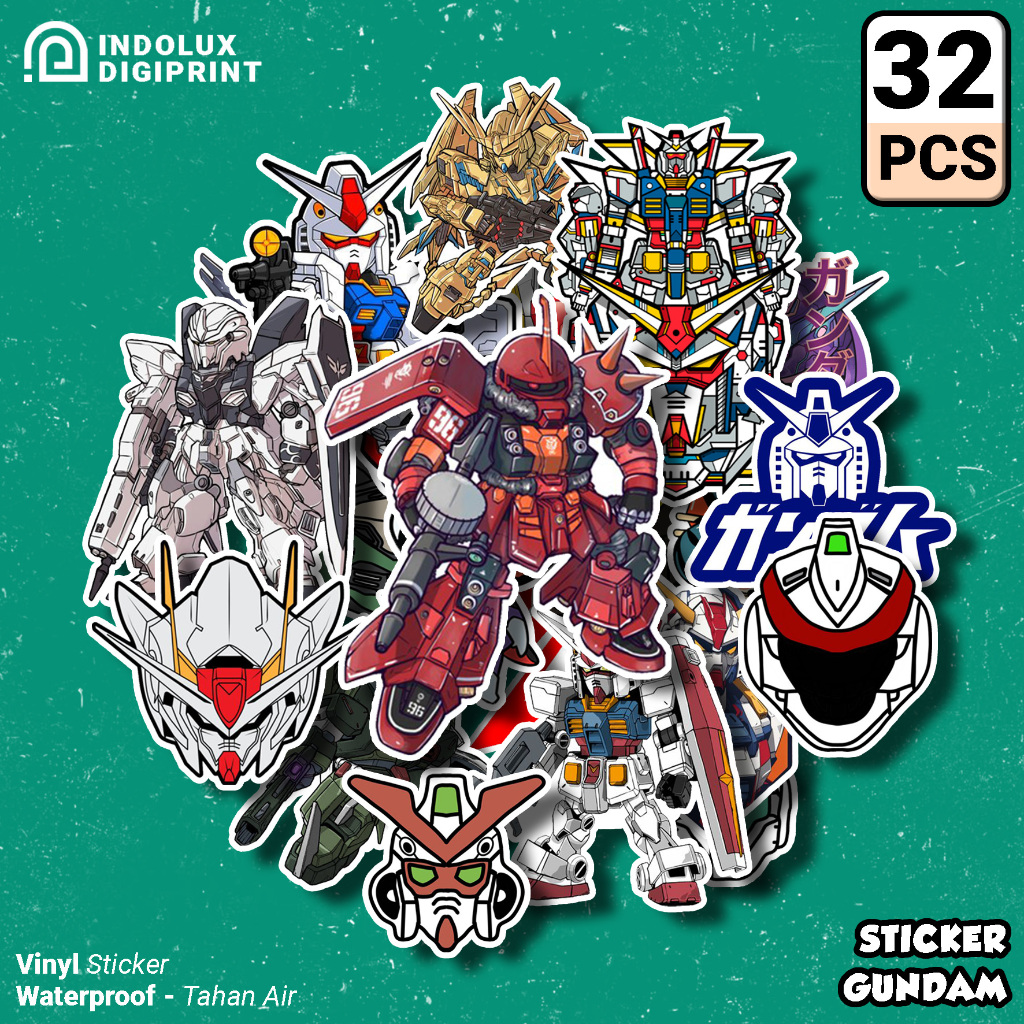 Gundam Mobile Suit Robot Sticker 32 PCS Anime RX Vinyl Waterproof Sticker Pack