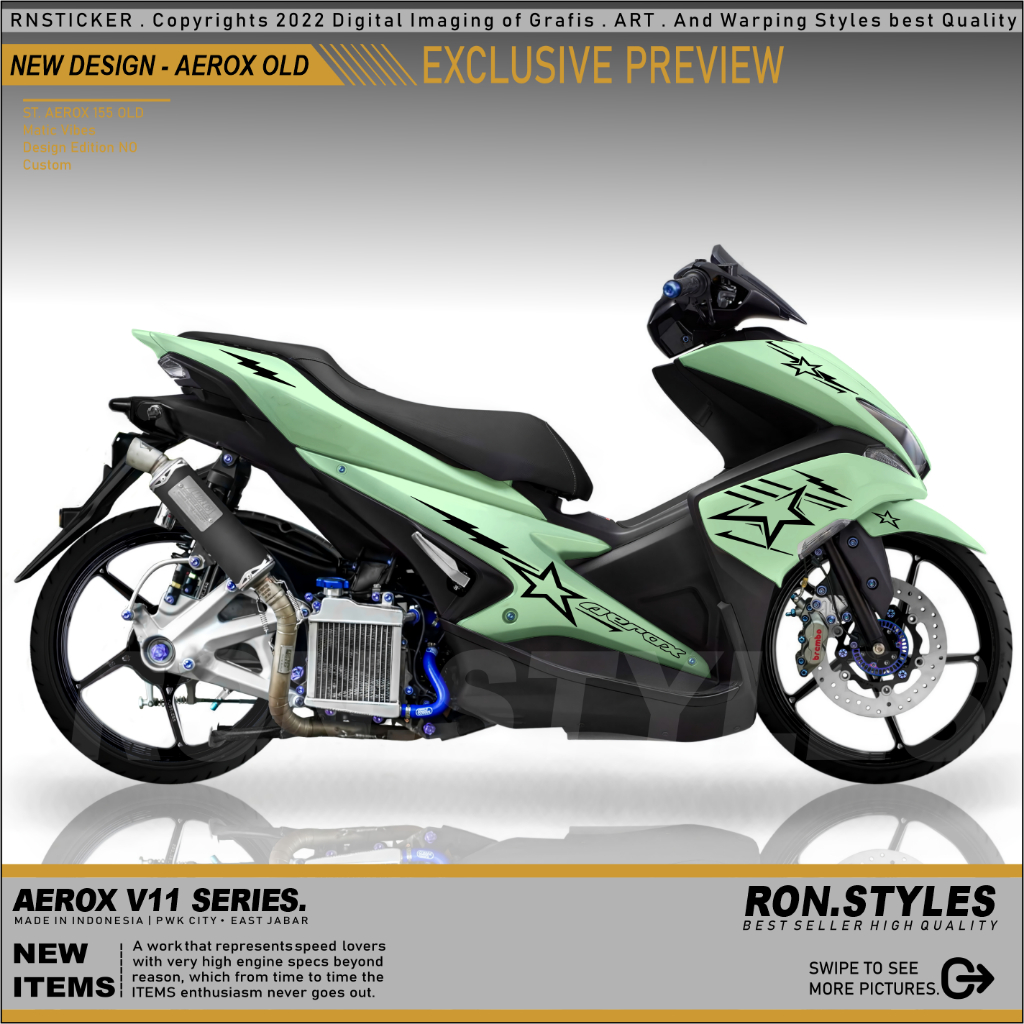 V11 สติกเกอร์ตัด Striping Variation Aerox เก่า 2016-2020 โปร่งใส Striping Aerox เก่า Bintang Star