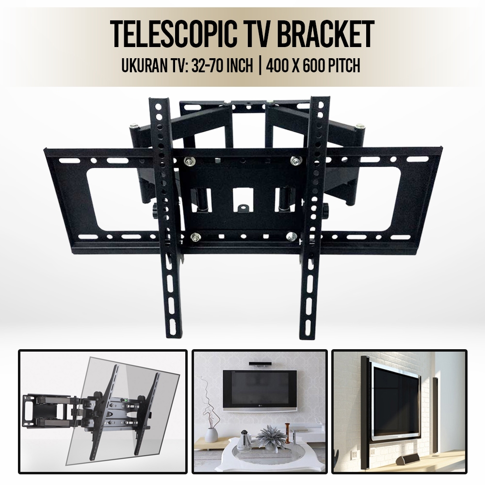 Telescopi TV Bracket TV Size: 32-70 Inch 400 x 600 Pitch - สีดํา