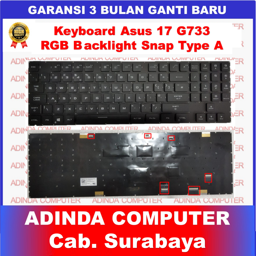 Asus ROG Strix Scar 17 G733 G733cw G733cx G733py G733z Backlight TYPE A Snap Keyboard
