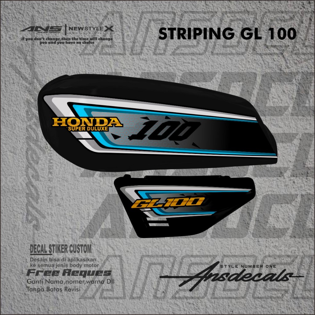 HONDA GL 100 GL VARIATION STRIPING STICKER HONDA GL 100 VARIATION STRIPING
