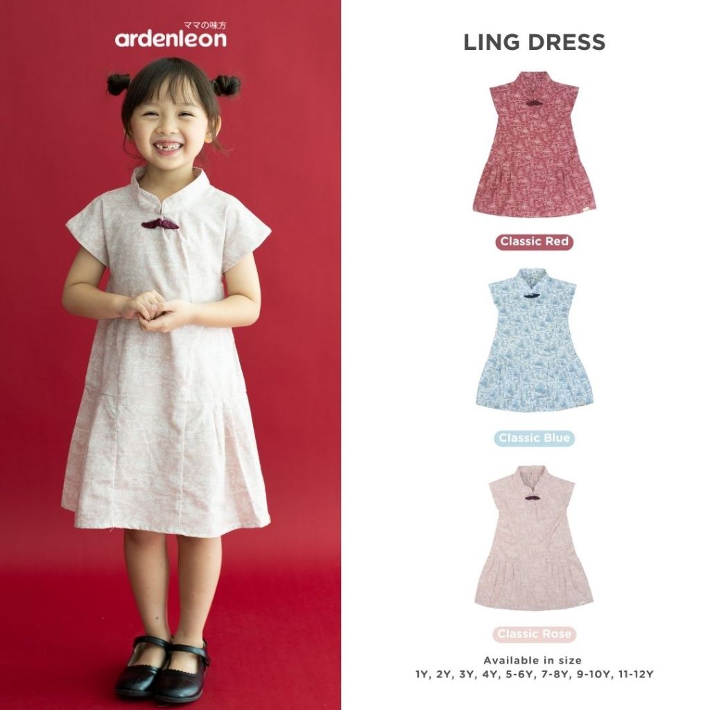 Ardenleon ชุดตรุษจีน Lunar Congsam CNY Girls Ling Dress