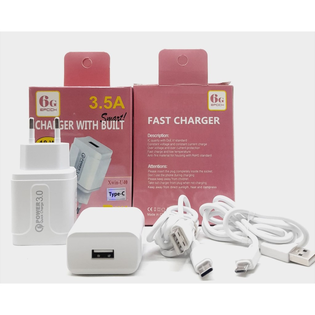 เครื่องชาร์จยี่ห้อ Xwin-U40 3.5A 6G 18W เครื่องชาร์จ HP Xwin-U40 Android Micro Type-C